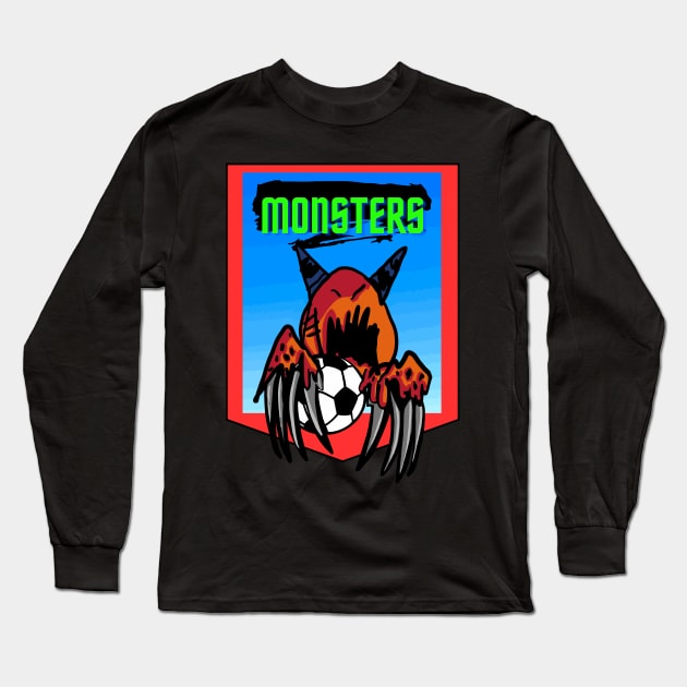 Soccer Monster Long Sleeve T-Shirt by AuburnQuailart
